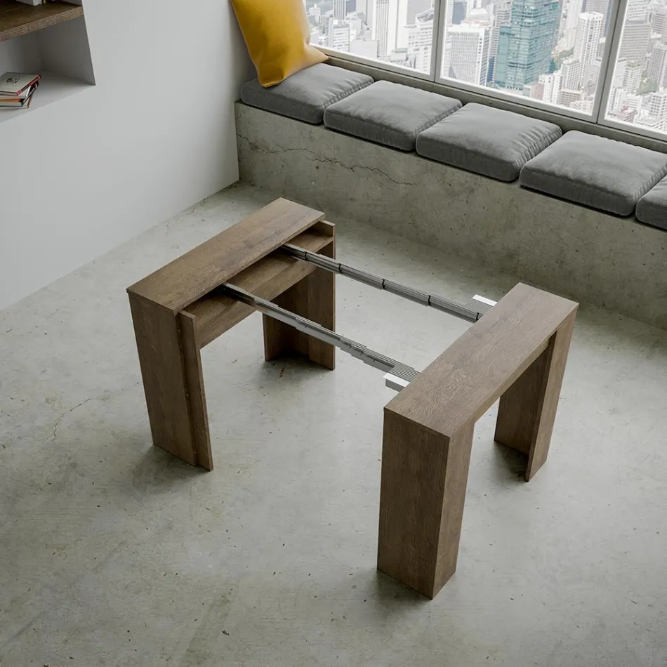 Consola extensible hasta 308 cm con soporte central Made in Italy - Oracle viadurini