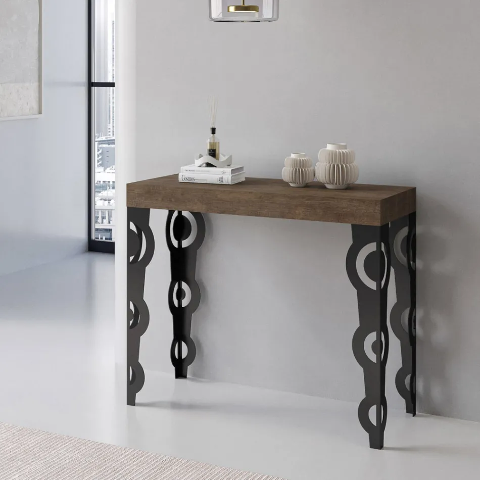 Consola extensible con patas de hierro modernas Made in Italy - Palazzo viadurini