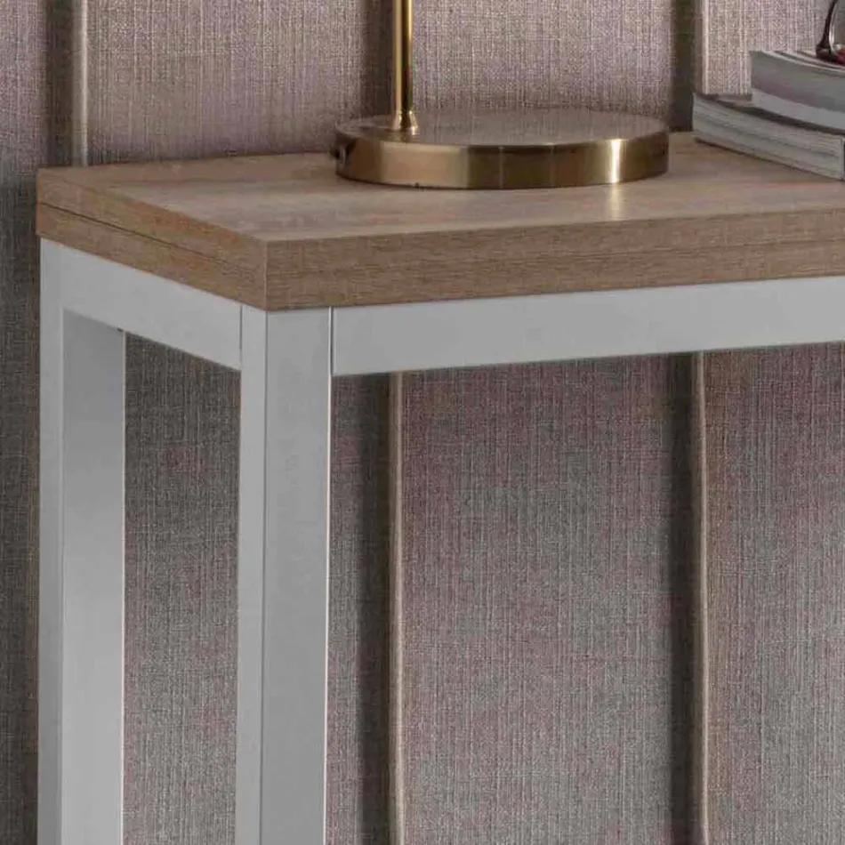 Consola extensible con tablero en melamina y base en metal pintado - Adino viadurini