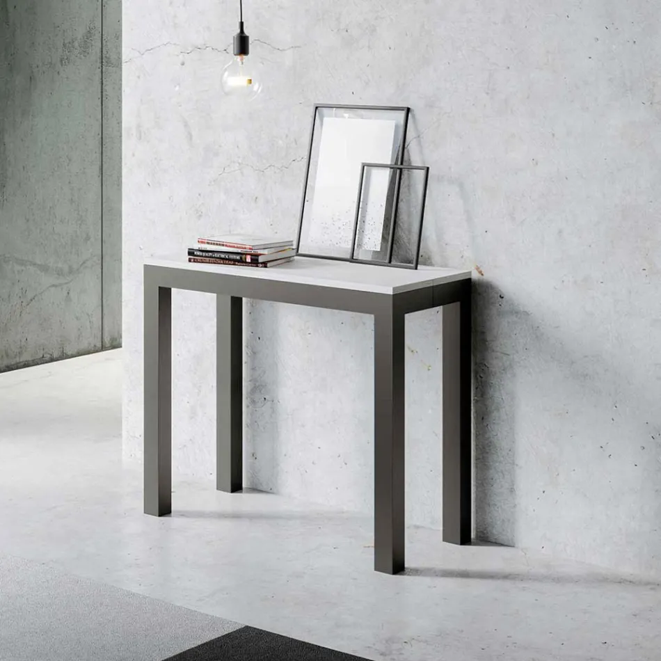 Consola extensible de diseño moderno en madera y hierro Made in Italy - Never viadurini