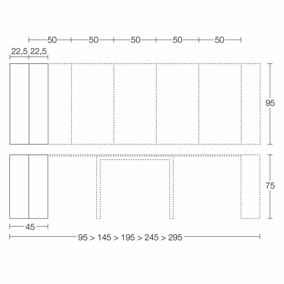 Consola extensible hasta 295 cm en madera de diseño Made in Italy - Temocle viadurini