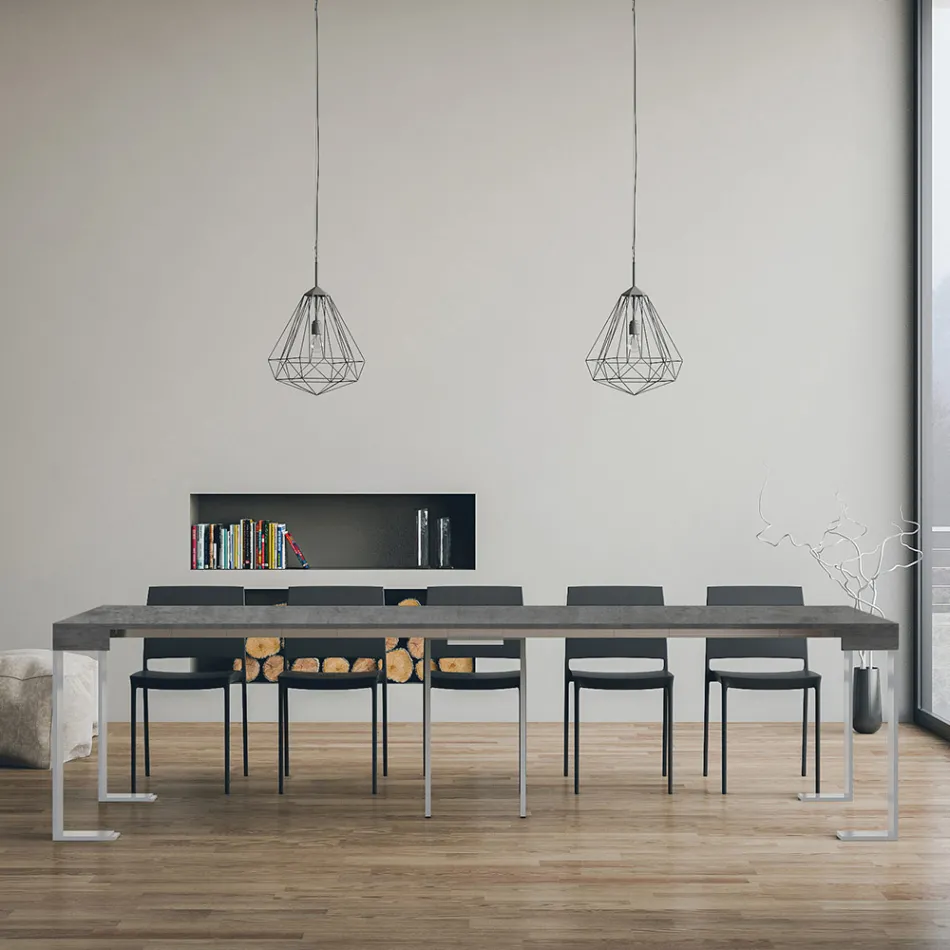 Consola extensible hasta 300 cm con estructura blanca Made in Italy - Tesoro viadurini