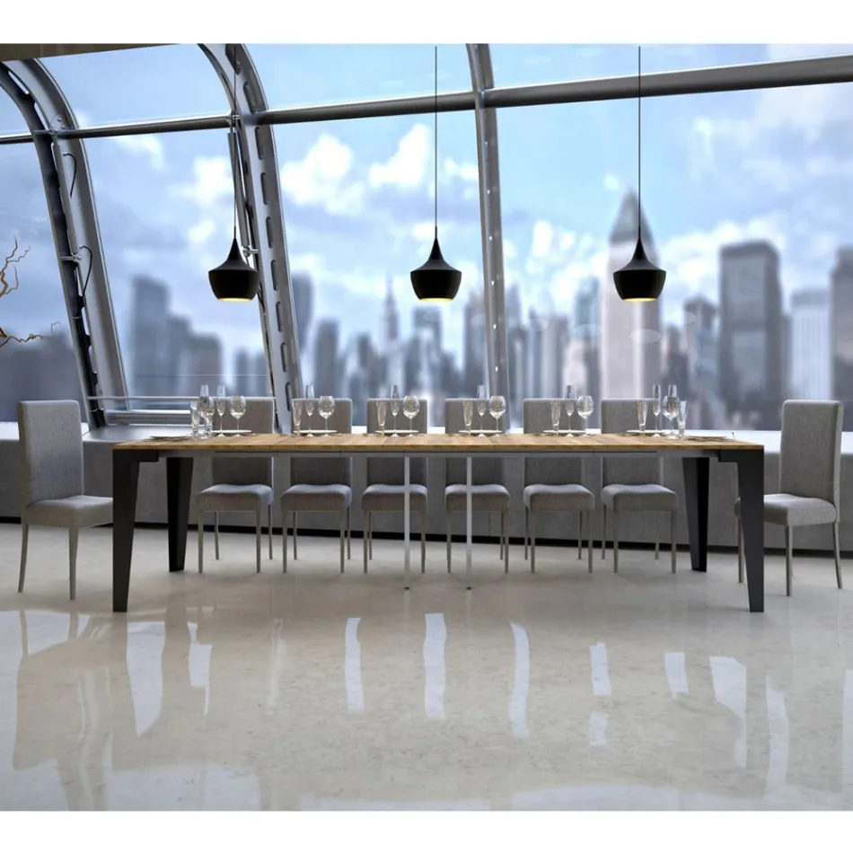 Consola extensible hasta 300 cm en micropartículas de madera Made in Italy – Flamber viadurini