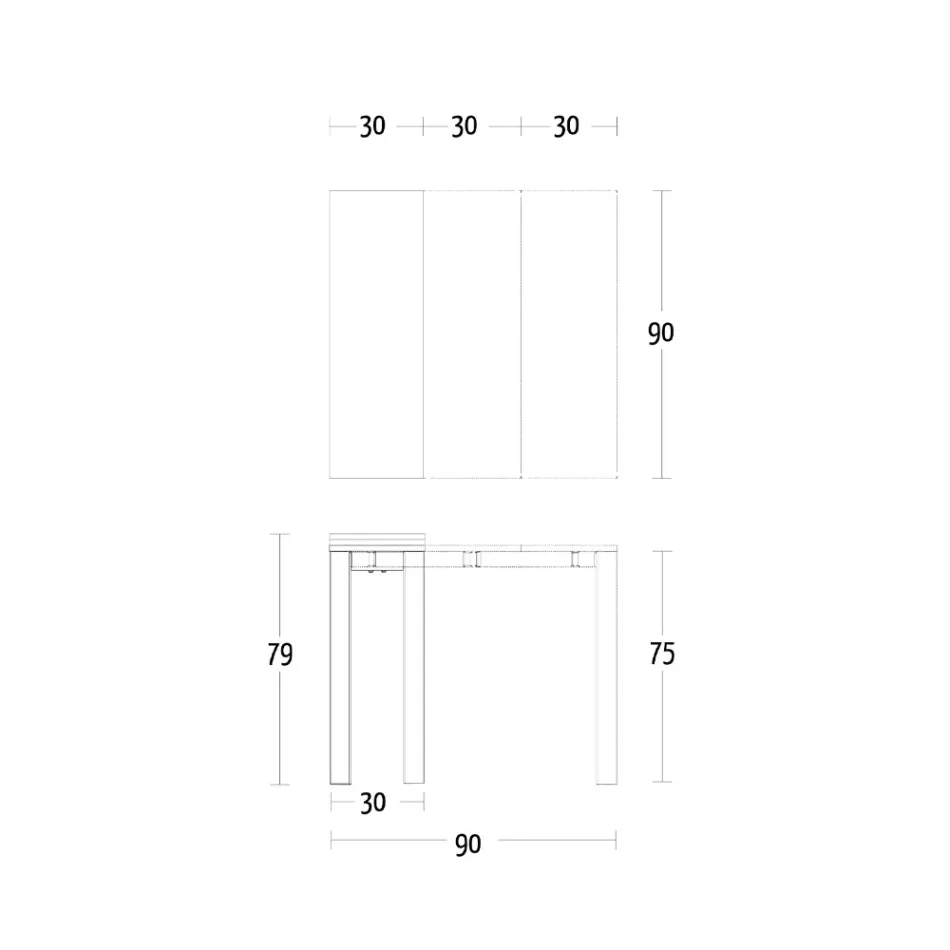 Consola extensible hasta 90 cm en melamina y metal Made in Italy - Bolsa viadurini