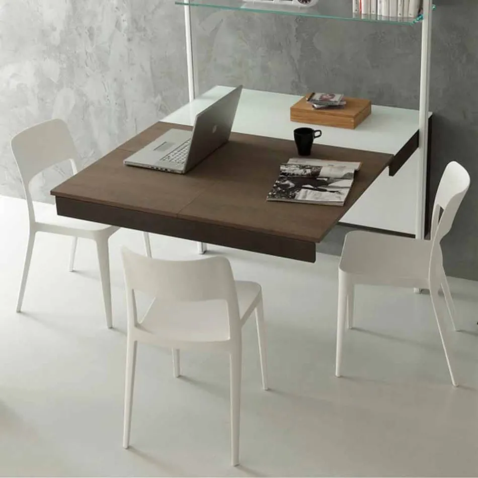 Consola extensible de cristal con estructura metálica Made in Italy - Yodo viadurini