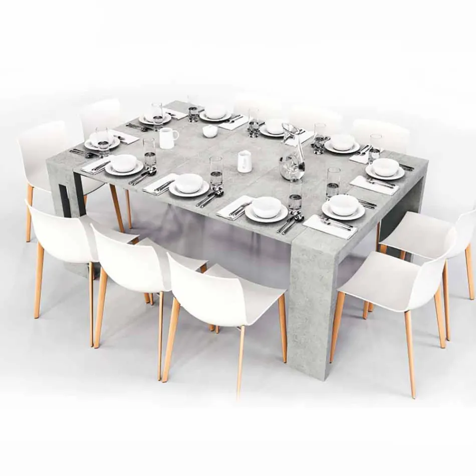 consola extensible en melamina con extensiones integradas Ussana viadurini