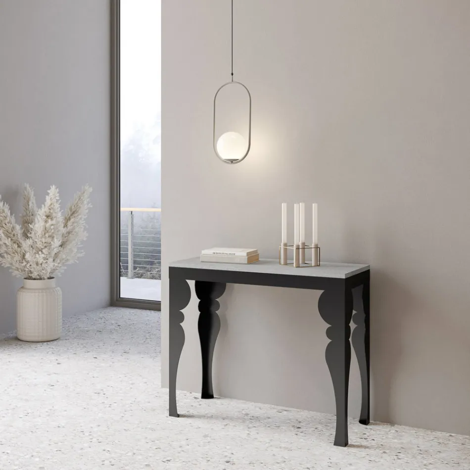 Consola extensible moderna en madera y metal antracita Made in Italy - Sassone viadurini