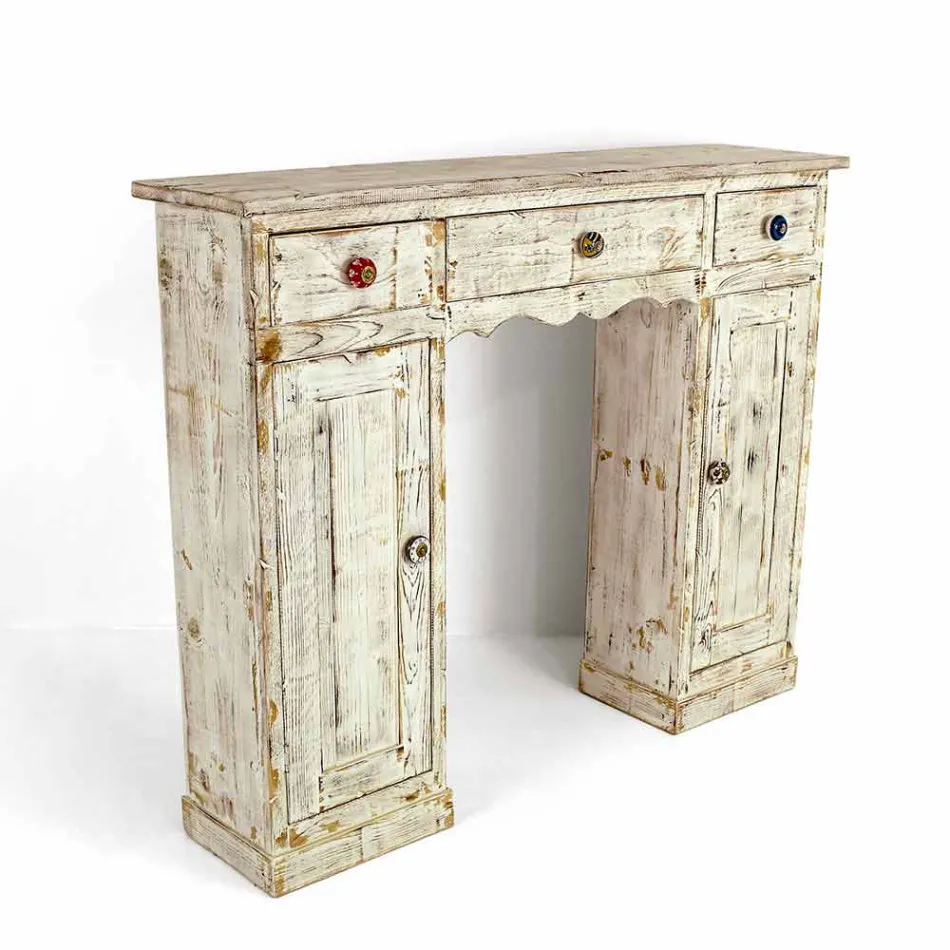 Consola artesanal en madera maciza de abeto Made in Italy - Carminia viadurini