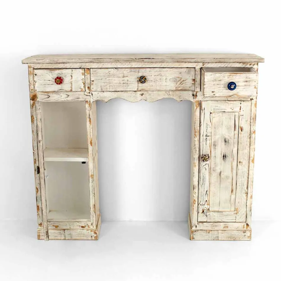 Consola artesanal en madera maciza de abeto Made in Italy - Carminia viadurini