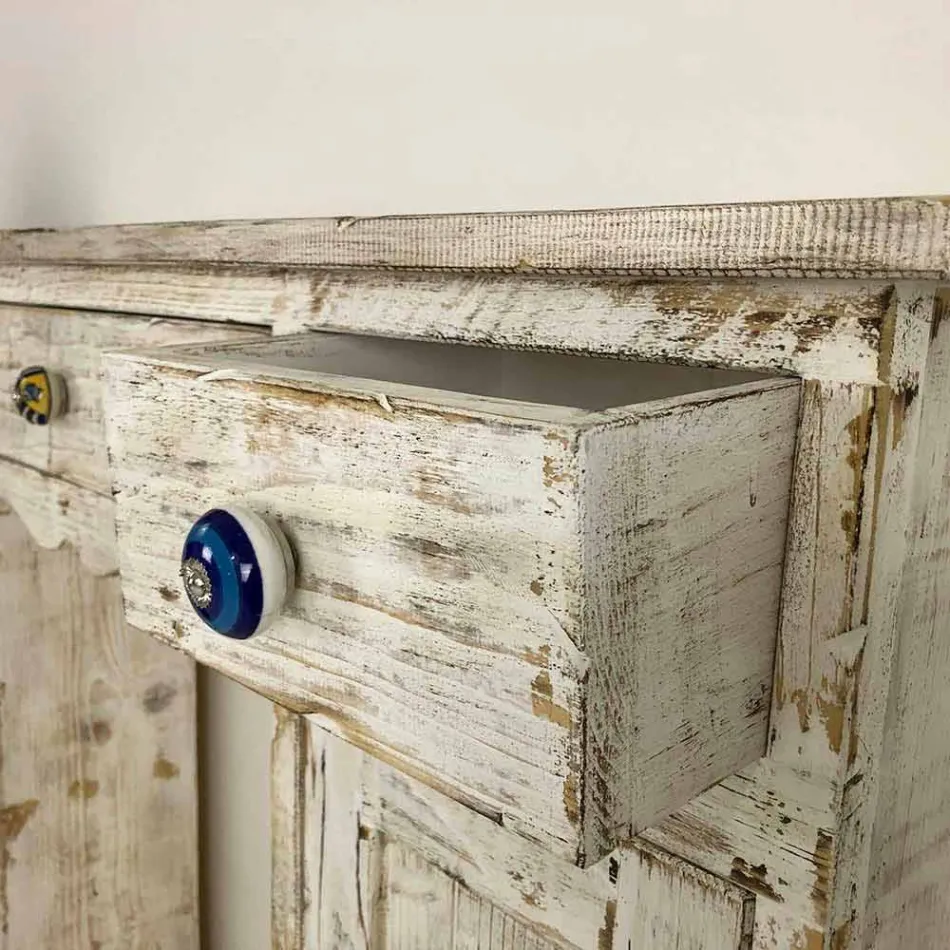 Consola artesanal en madera maciza de abeto Made in Italy - Carminia viadurini