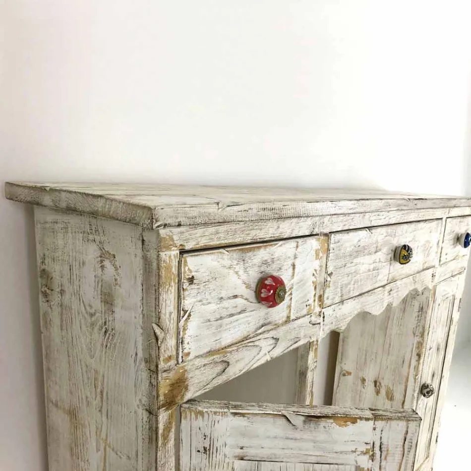 Consola artesanal en madera maciza de abeto Made in Italy - Carminia viadurini