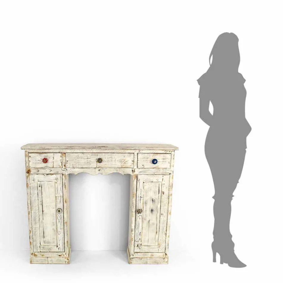 Consola artesanal en madera maciza de abeto Made in Italy - Carminia viadurini