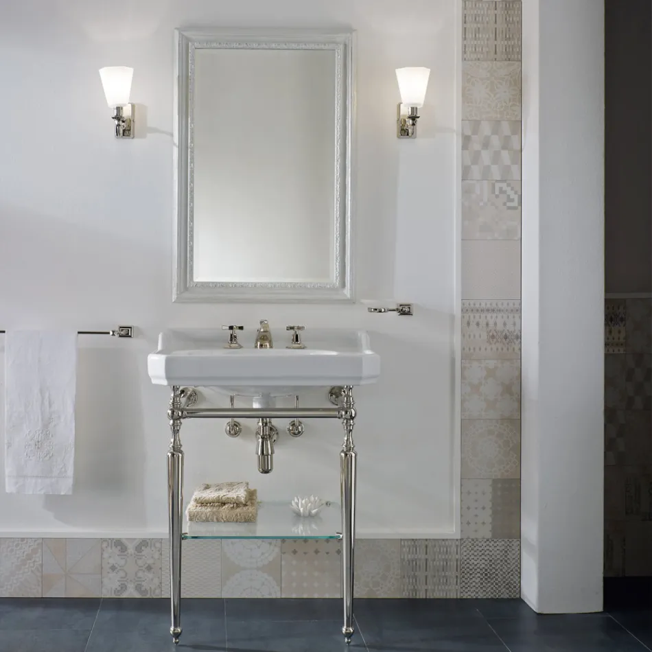 Consola de baño de cerámica de 65 cm con pies de metal Made in Italy Nausica viadurini