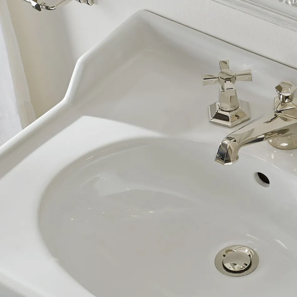 Consola de baño de cerámica de 65 cm con pies de metal Made in Italy Nausica viadurini