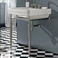 Consola de baño L69 cm sobre pies en cerámica vintage blanca, Made in Italy - Marwa