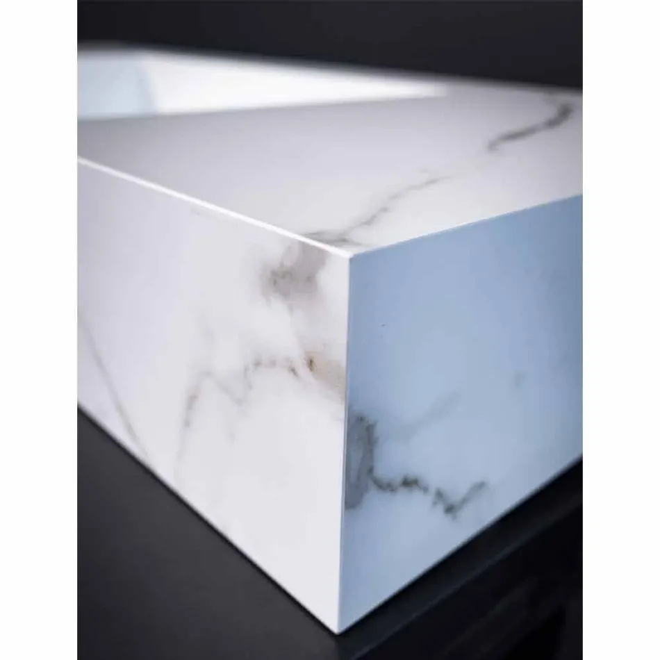 Consola de Baño Lavabo Integrado y Repisa Suspendida en Gres 4 Acabados - Rampina viadurini