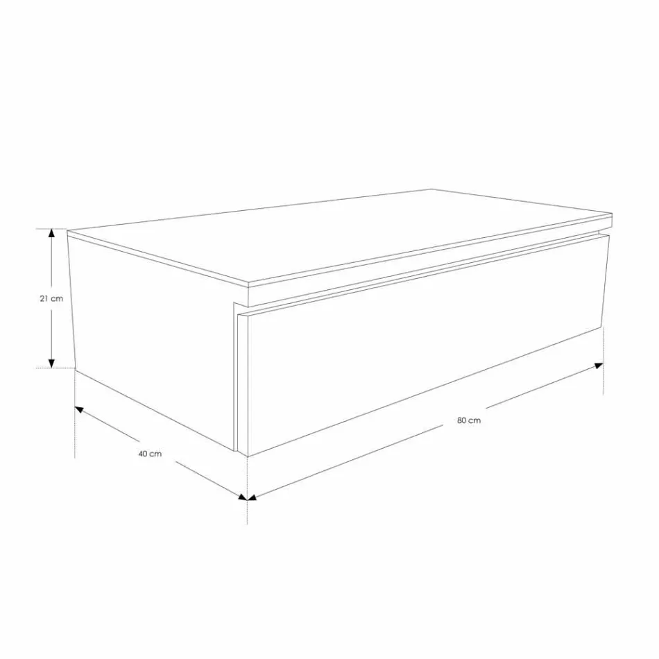 Consola de baño suspendida en teca y Hi Macs® con cajón de almacenamiento - Rodolfo viadurini