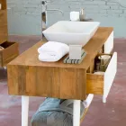 Consola de baño de teca de diseño moderno en teca natural Pistoia viadurini