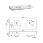 Consola de baño L 135 cm con doble cuenco en cerámica Made in Italy - Nausica viadurini
