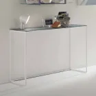 Consola de salón de metal con tapa de cristal Made in Italy - Iridio viadurini