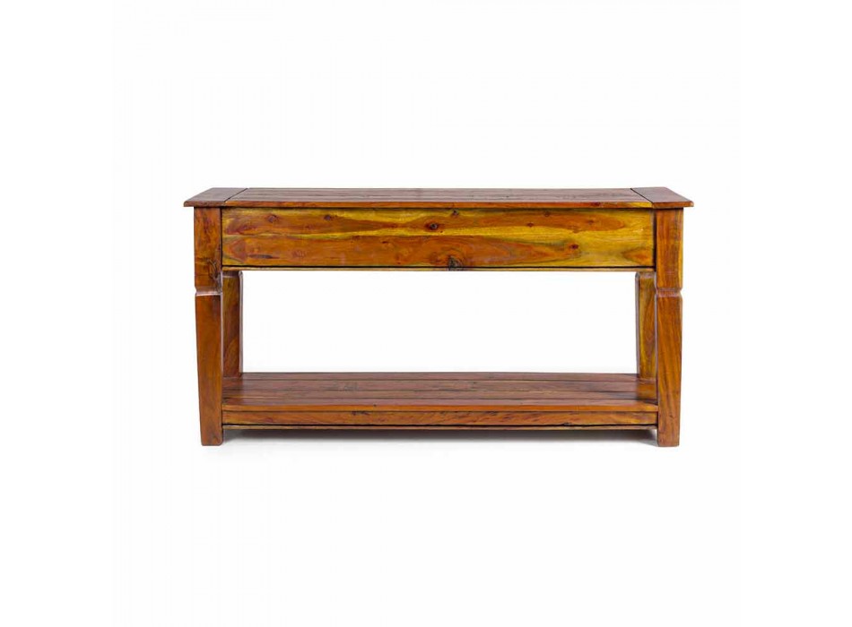 Consola de diseño clásico en madera maciza de acacia con 4 cajones - Curcuma viadurini