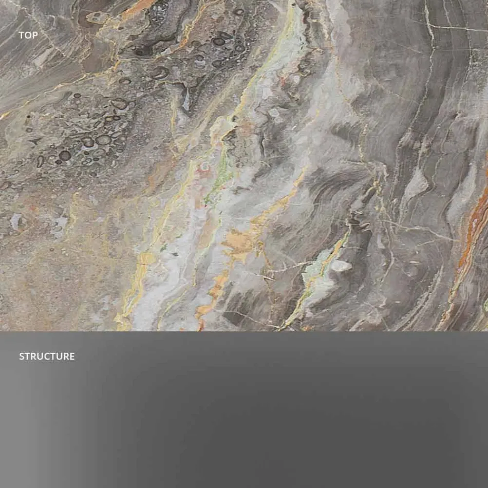 Consola de diseño con tablero de mármol y base de vidrio Made in Italy - Molino viadurini