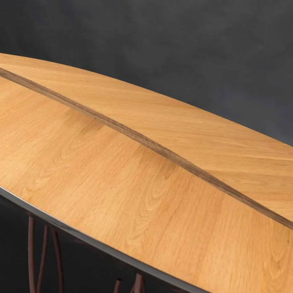 Consola de diseño y artesanía de madera de roble nogal Fenice viadurini