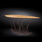 Consola de diseño y artesanía de madera de roble nogal Fenice viadurini