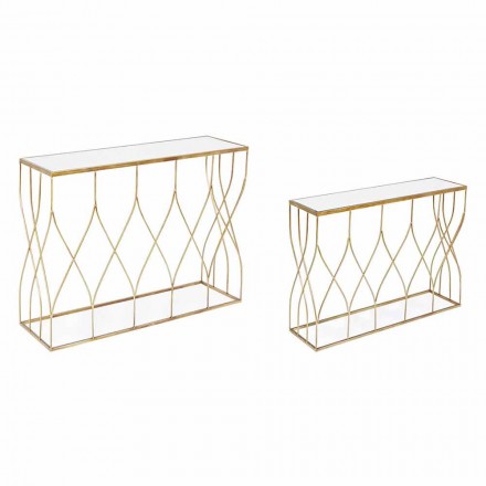 Consola Elegante en Acero y Vidrio de Diseño Moderno y Glamour 2 Piezas - Irene viadurini