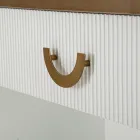 Consola de madera con tablero e inserciones de diseño redondeado y cajón - Rachel viadurini