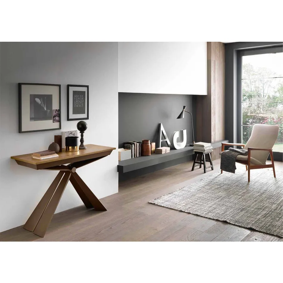 Consola en madera y metal extensible hasta 295 cm Made in Italy - Timedio viadurini