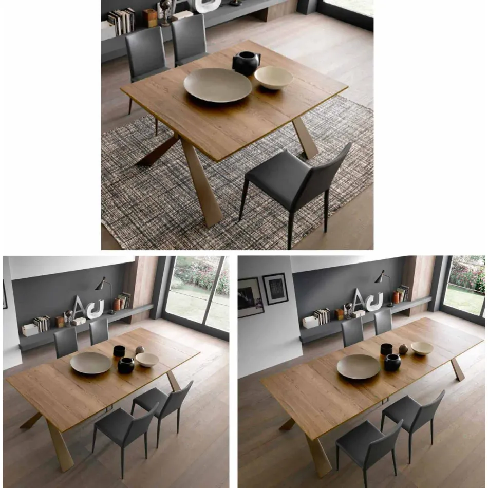 Consola en madera y metal extensible hasta 295 cm Made in Italy - Timedio viadurini