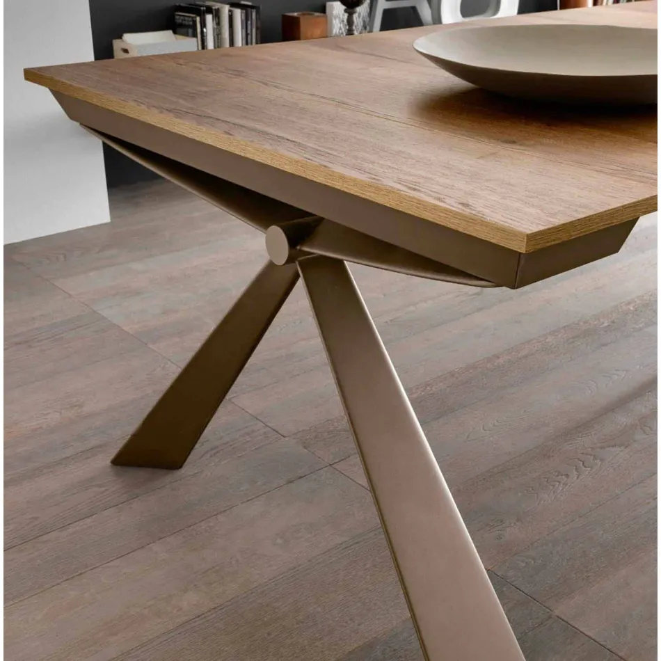 Consola en madera y metal extensible hasta 295 cm Made in Italy - Timedio viadurini