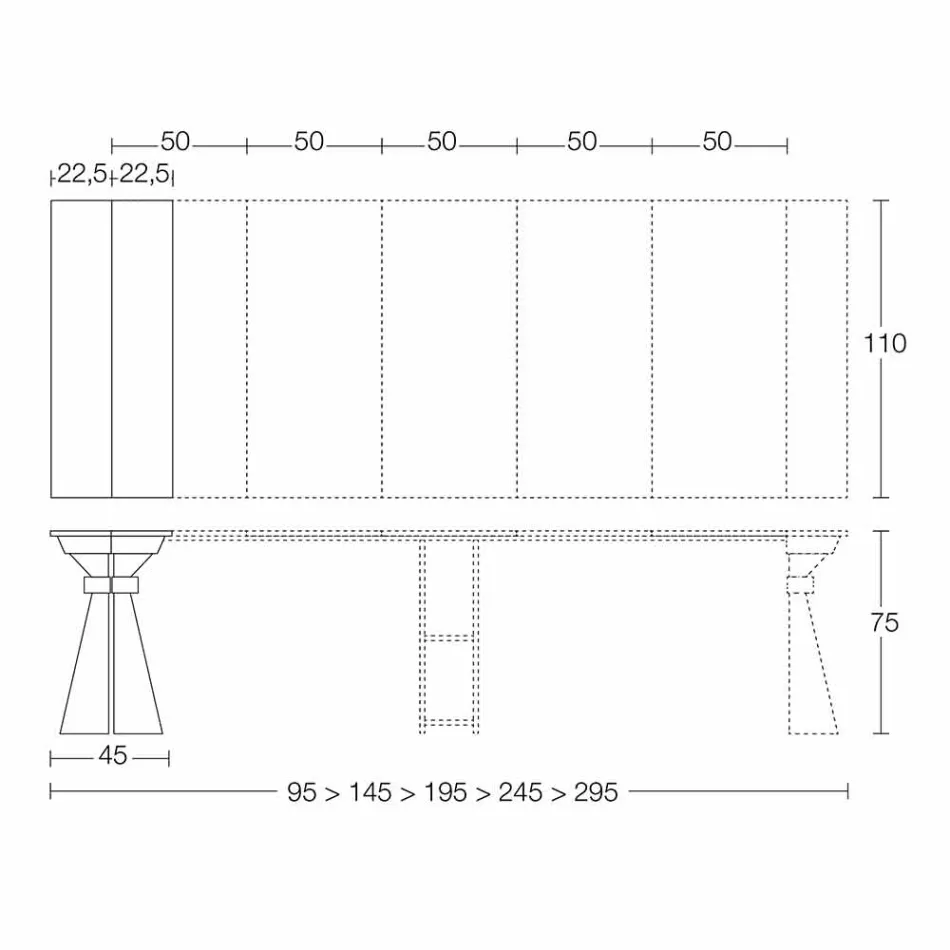 Consola en madera y metal extensible hasta 295 cm Made in Italy - Timedio viadurini