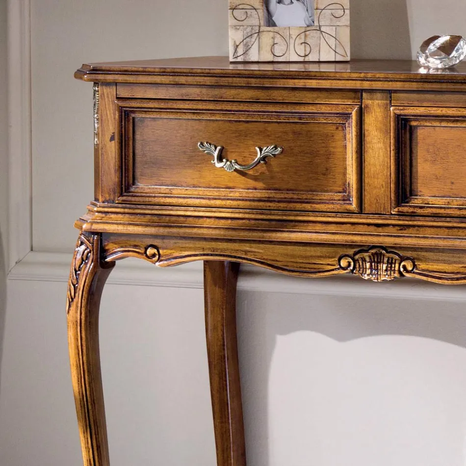 Consola de entrada clásica en madera con cajones Made in Italy - Richard viadurini