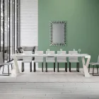 Consola moderna extensible a 300 cm con estructura blanca Made in Italy - Espejo viadurini