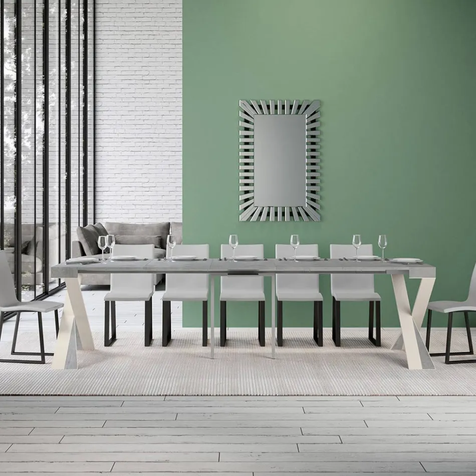 Consola moderna extensible a 300 cm con estructura blanca Made in Italy - Espejo viadurini