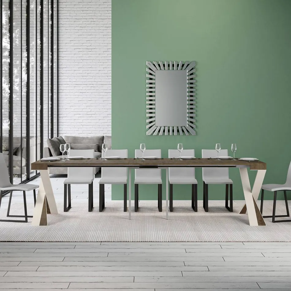 Consola moderna extensible a 300 cm con estructura blanca Made in Italy - Espejo viadurini