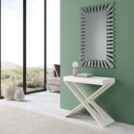 Consola moderna extensible a 300 cm con estructura blanca Made in Italy - Espejo viadurini