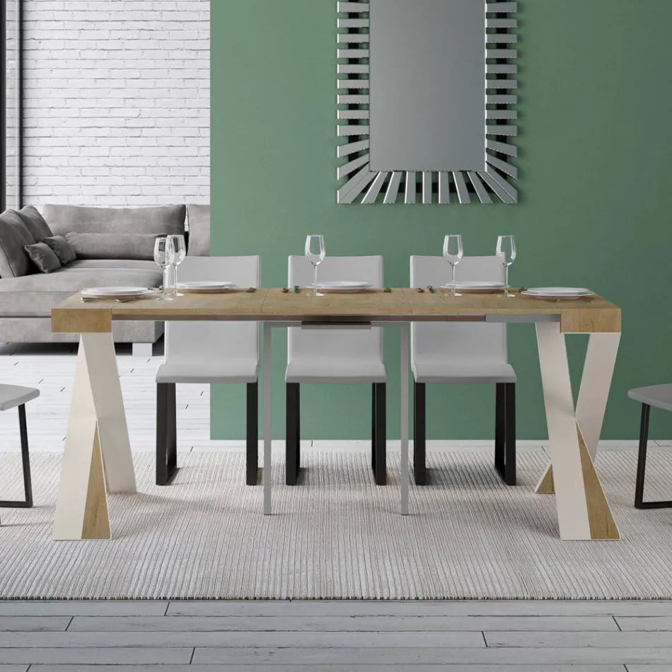 Consola moderna extensible a 300 cm con estructura blanca Made in Italy - Espejo viadurini