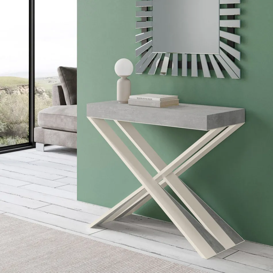 Consola moderna extensible a 300 cm con estructura blanca Made in Italy - Espejo viadurini