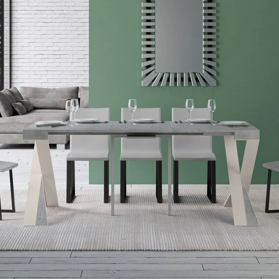 Consola moderna extensible a 300 cm con estructura blanca Made in Italy - Espejo viadurini