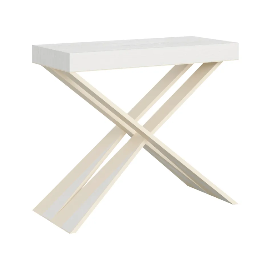 Consola moderna extensible a 300 cm con estructura blanca Made in Italy - Espejo viadurini