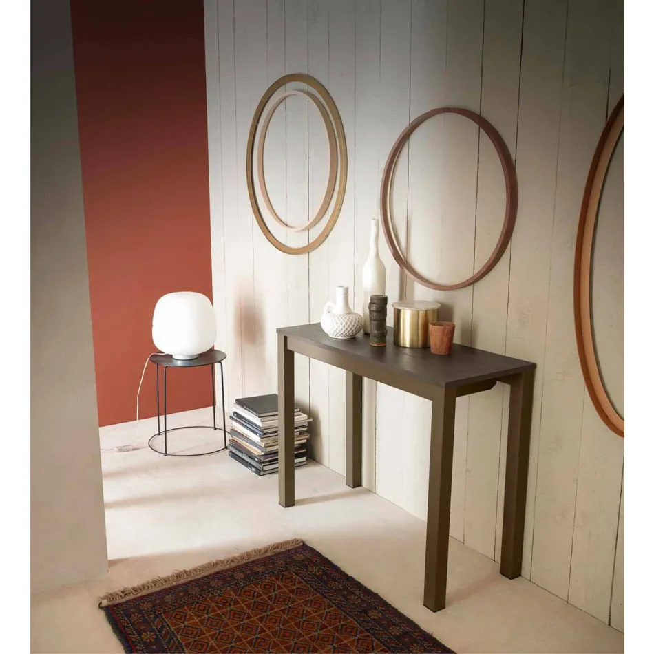 Consola moderna extensible en madera de roble y metal Made in Italy - Nappo viadurini