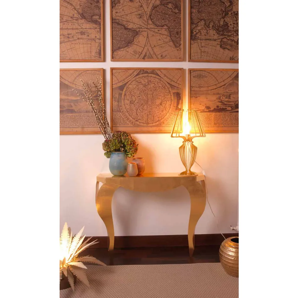 Consola moderna en hierro dorado o plateado Hecho en Italia - Daledale viadurini