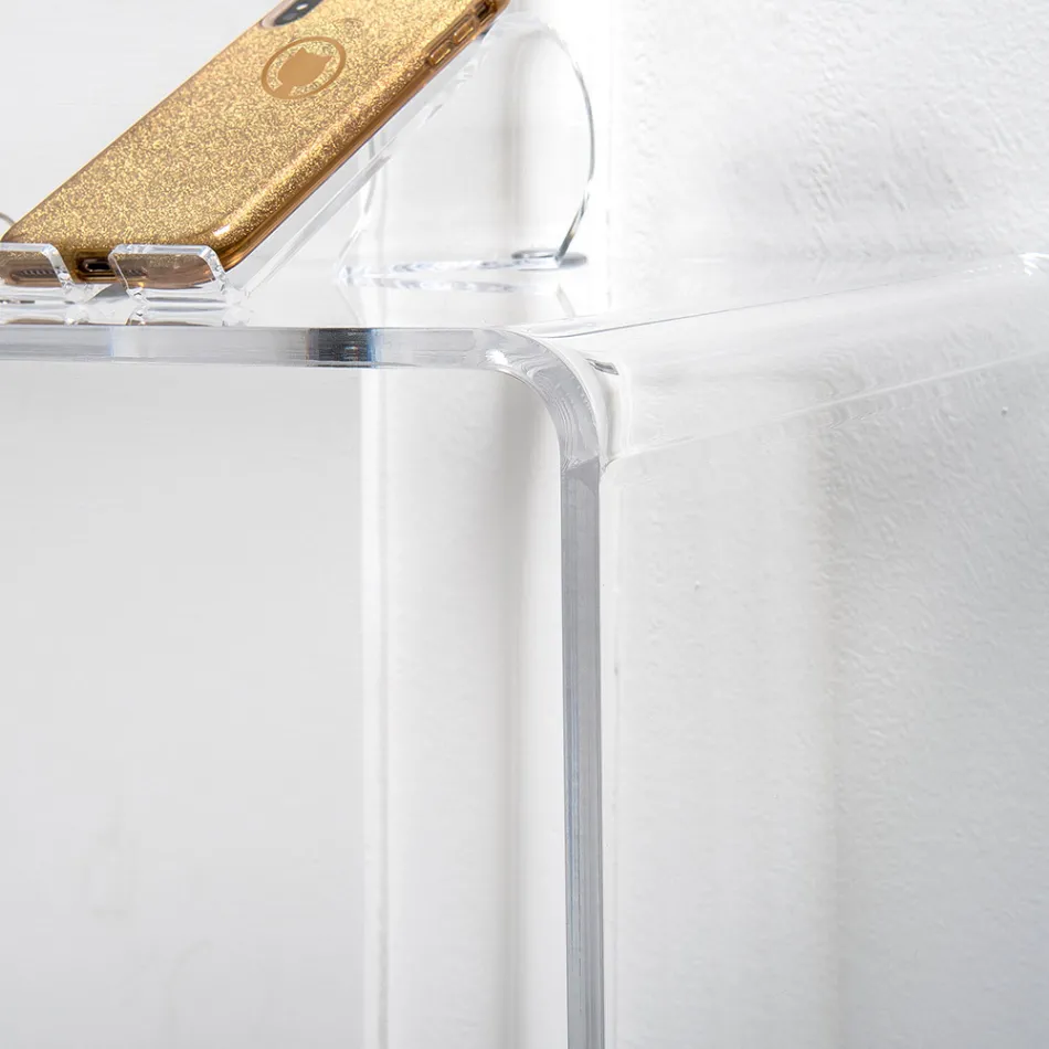 Mesa consola moderna en plexiglás transparente o multicolor, fabricada en Italia - Emy viadurini