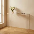 Mesa consola moderna en plexiglás transparente o multicolor, fabricada en Italia - Emy viadurini