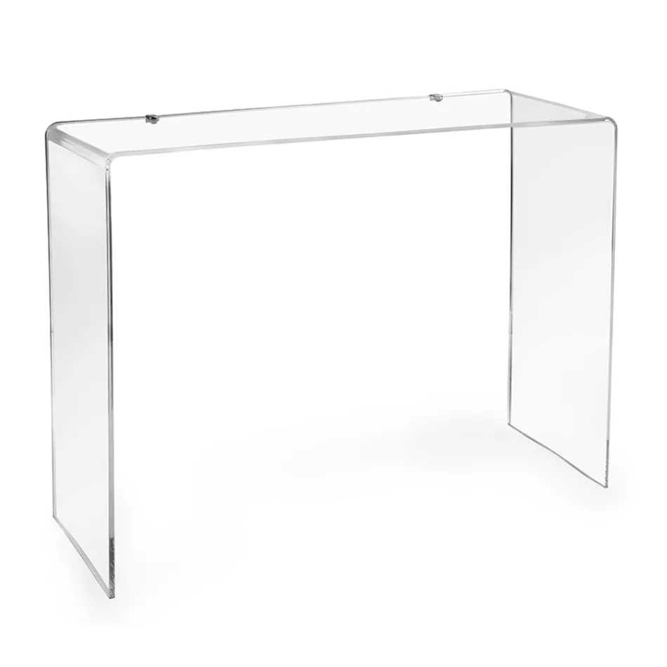 Mesa consola moderna en plexiglás transparente o multicolor, fabricada en Italia - Emy viadurini