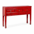 Consola Roja en Madera de Olmo con 3 Cajones Design Homemotion - Sonten viadurini