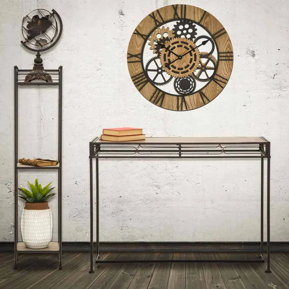 Consola de sala de estar rectangular de estilo moderno en hierro y MDF - Wendell viadurini